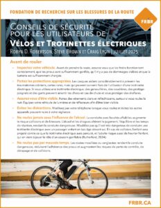 CONSEILS DE SÉCURITÉ POUR LES UTILISATEURS DE VÉLOS ET TROTINETTES ÉLECTRIQUES 